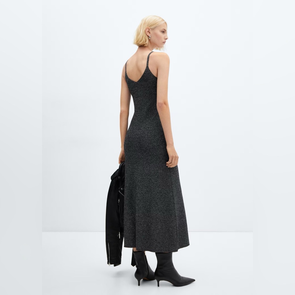 MANGO NWT Long Lurex Sparkle Black MaxiDress Size 6 Party/Formal/Evening/Elegant